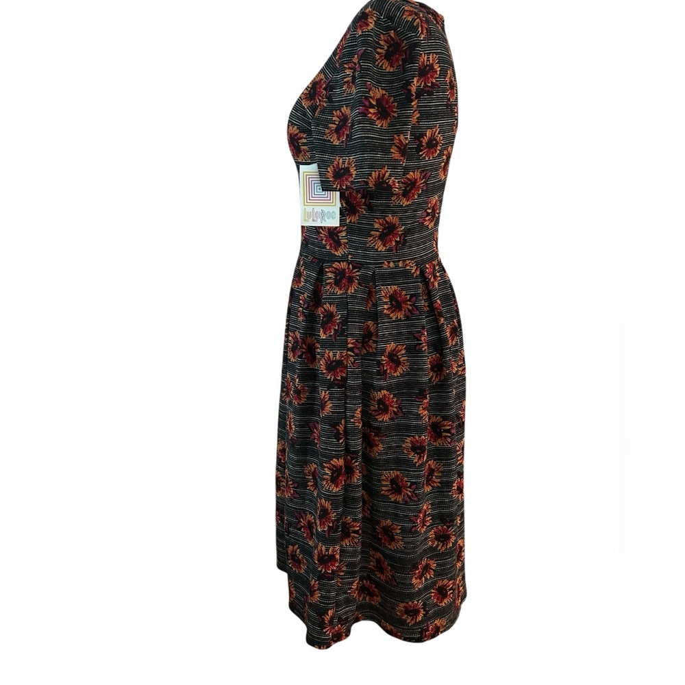 LuLaRoe Amelia Size L Womens Dress Black Yellow Sunflowers New NWT 14-16 - Picture 5 of 7